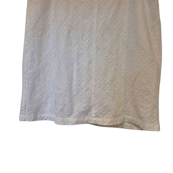 Liz Claiborne Women's White Cotton Eyelet Lined Straight Pencil Skirt - Picture 4 of 8